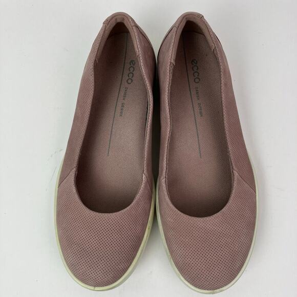ECCO Women's 6 Barentz Ballet Slip on Loafers Dusty Pink Nubuck Comfortable - Picture 3 of 16